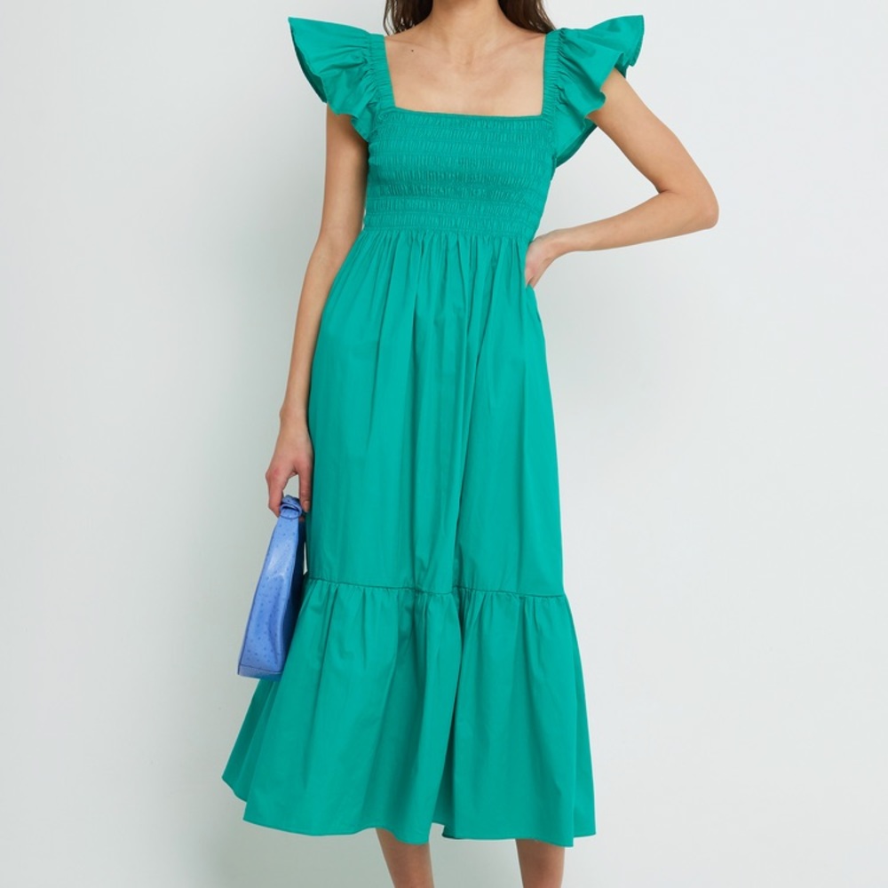 NWT o.p.t (one pretty time) Tuscany Dress in green with pockets
